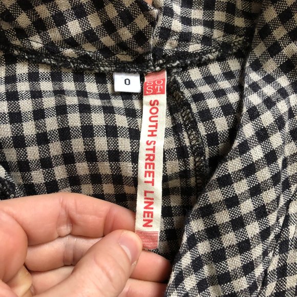 South street linen gingham midi dress 100% linen size 0 (US 6/8) - Picture 3 of 10